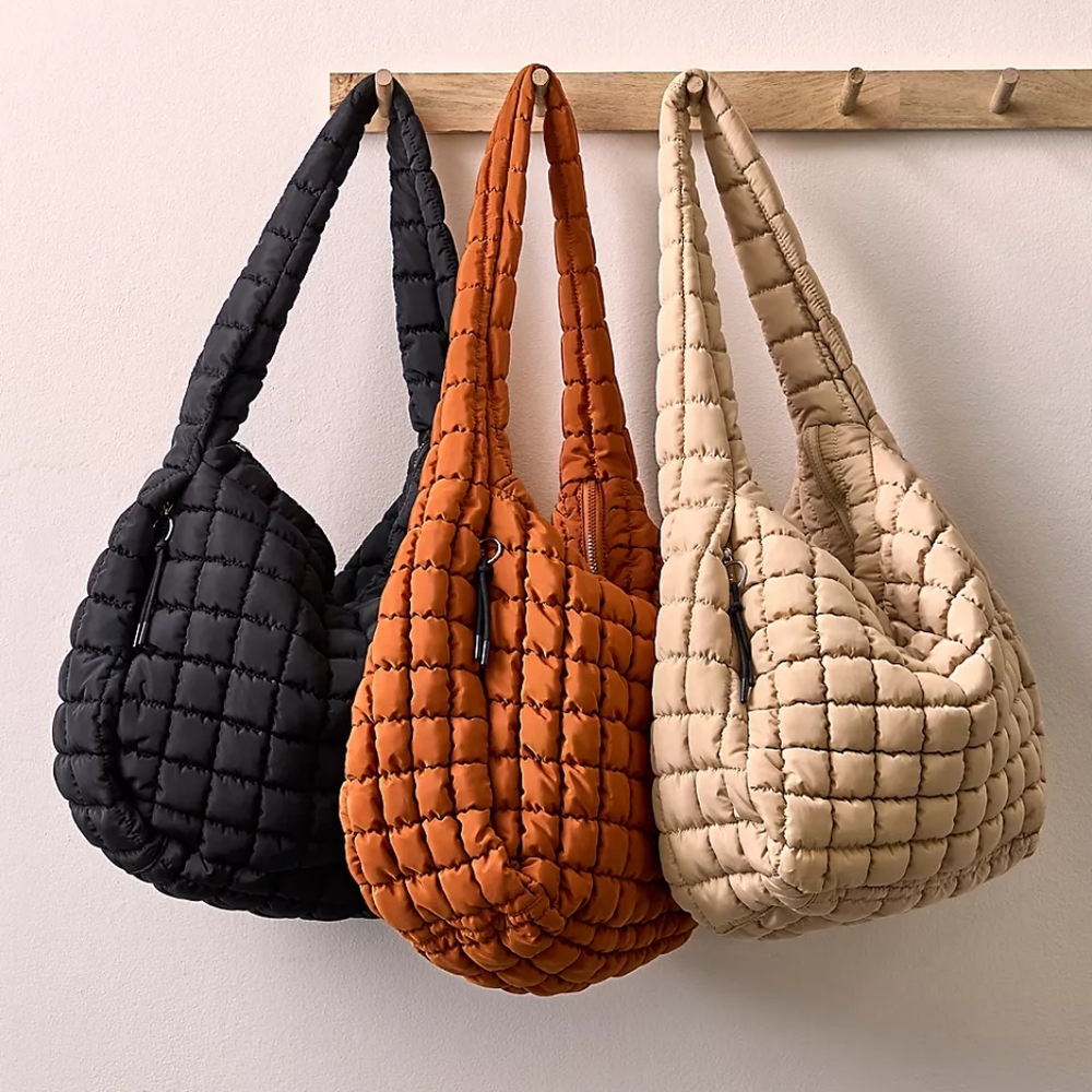 FP Movement Quilted Carryall Tote Off White Cream Shoulder Hobo Bag Free People - Picture 10 of 16